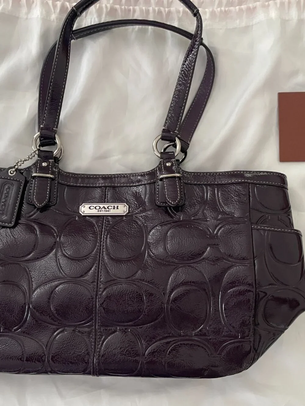 Mint Condition - Coach Purple Gallery Signature Embossed Patent Leather Tote